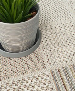 Outdoor Teppich  Blöcke - Lyra Creme/Multi - close up, thumbnail