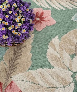 Outdoor Teppich Blumen - Yara Grün - close up, thumbnail