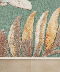 Outdoor Teppich Blumen - Lilly Grün - close up, thumbnail