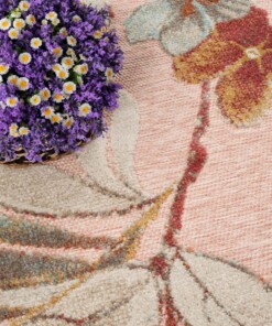Outdoor Teppich Blumen - Lilly Rosa - close up, thumbnail