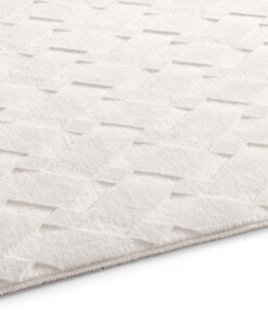 Teppich Rund Flauschig - Fuzz Karo Creme - close up, thumbnail