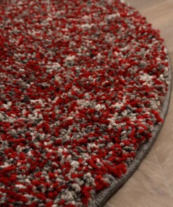 Hochflor Teppich Rund - Blend Rot/Grau - close up, thumbnail Hochflor Teppich Rund - Blend Rot/Grau - close up, thumbnail