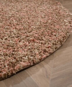 Hochflor Teppich Rund - Blend Rosa/Beige - close up, thumbnail