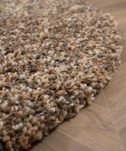 Hochflor Teppich Rund - Blend Beige/Grau - close up, thumbnail
