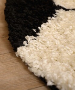 Kinderteppiche Rund - Fußball Creme/Schwarz - close up, thumbnail