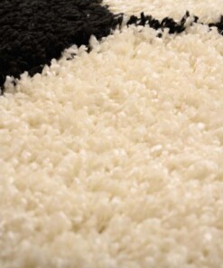 Kinderteppiche Rund - Fußball Creme/Schwarz - close up, thumbnail