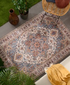 Outdoor Teppich Vintage - Valenca Brio Beige/Hellblau