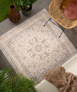 Outdoor Teppich Quadratisch Vintage - Valenca Nova Beige/Hellgrau