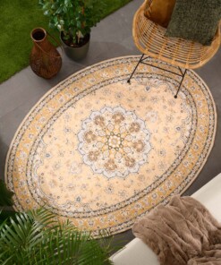 Outdoor Teppich Oval Vintage - Valenca Nova Gelb