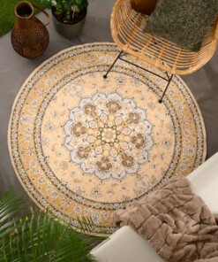 Outdoor Teppich Vintage Rund - Valenca Nova Gelb