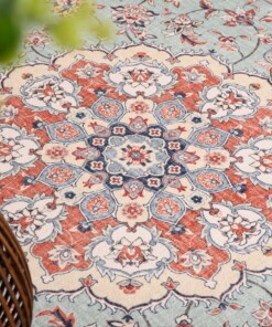 Outdoor Teppich Vintage Rund - Valenca Nova Grün/Rot