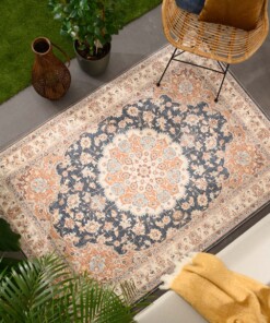 Outdoor Teppich Vintage - Valenca Nova Gold/Blau