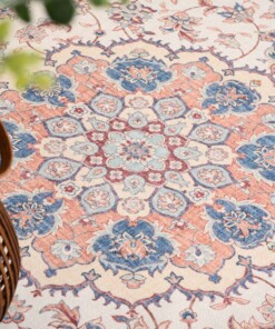 Outdoor Teppich Oval Vintage - Valenca Nova Creme/Rot