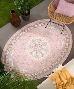 Outdoor Teppich Oval Vintage - Valenca Nova Lila/Rosa