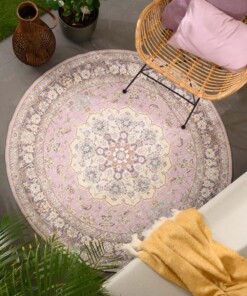 Outdoor Teppich Vintage Rund - Valenca Nova Lila/Rosa