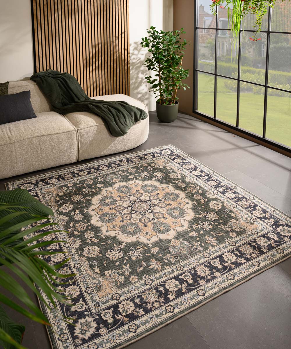 Outdoor Teppich Quadratisch Vintage - Valenca Nova Dunkelgrün - sfeer Outdoor Teppich Quadratisch Vintage - Valenca Nova Dunkelgrün - sfeer