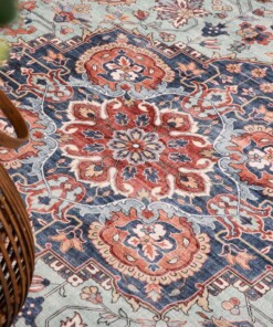 Outdoor Teppich Vintage Rund - Valenca Fino Grün/Blau Outdoor Teppich Vintage Rund - Valenca Fino Grün/Blau