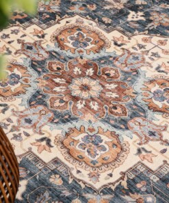 Outdoor Teppich Oval Vintage - Valenca Fino Gold/Blau