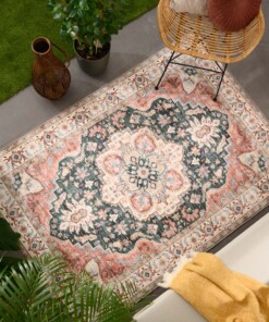 Outdoor Teppich Vintage - Valenca Fino Grün/Rot