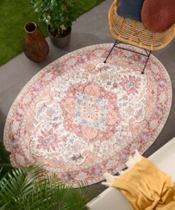 Outdoor Teppich Oval Vintage - Valenca Fino Creme/Rot