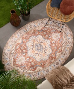 Outdoor Teppich Oval Vintage - Valenca Fino Terrakotta