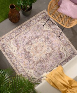 Outdoor Teppich Quadratisch Vintage - Valenca Fino Lila/Rosa