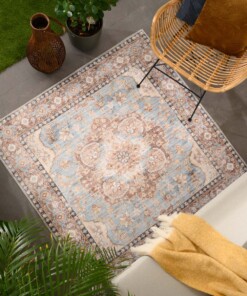Outdoor Teppich Quadratisch Vintage - Valenca Fino Blau