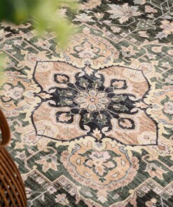 Outdoor Teppich Quadratisch Vintage - Valenca Fino Beige/Grün