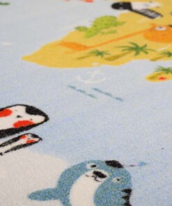Kinderteppiche - Joy Weltkarte-Tiere Blau - close up, thumbnail