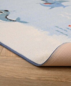 Kinderteppiche - Joy Weltkarte-Tiere Blau - close up, thumbnail