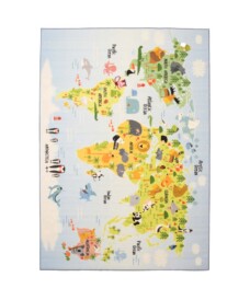 Kinderteppiche - Joy Weltkarte-Tiere Blau - overzicht, thumbnail Kinderteppiche - Joy Weltkarte-Tiere Blau - overzicht, thumbnail