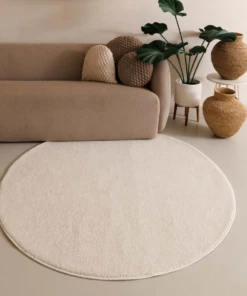 Teppich Rund Kurzflor Fine - Champagner