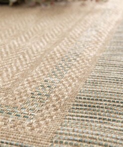 Outdoor Teppich Kariert - Corde Cadre Natur/Grün Outdoor Teppich Kariert - Corde Cadre Natur/Grün