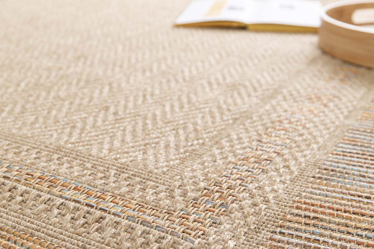 Outdoor Teppich Kariert - Corde Cadre Natur/Sonnenuntergang Outdoor Teppich Kariert - Corde Cadre Natur/Sonnenuntergang