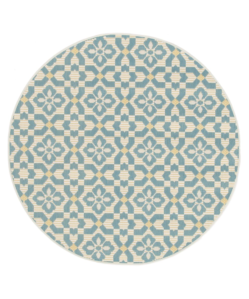 Outdoor Teppich Rund - Bubbly Tulip türkis - overzicht Outdoor Teppich Rund - Bubbly Tulip türkis - overzicht