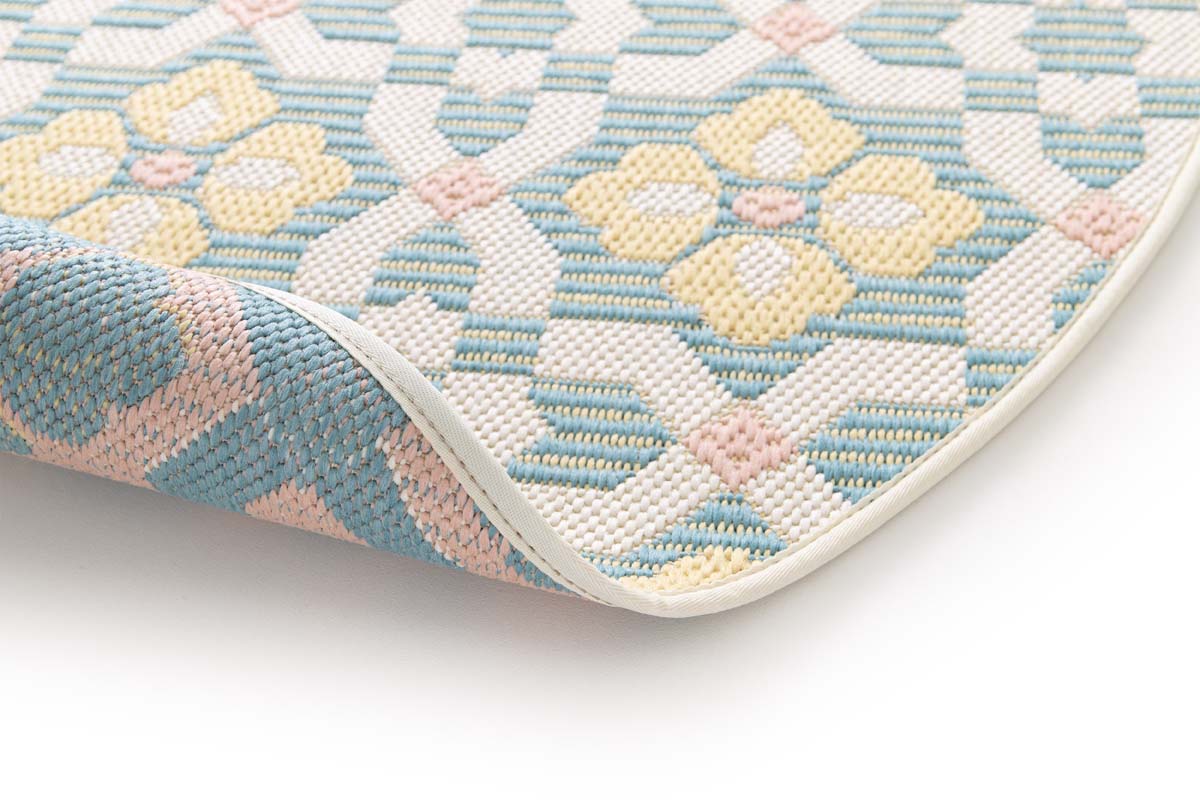 Outdoor Teppich Rund - Bubbly Tulip türkis/gelb Outdoor Teppich Rund - Bubbly Tulip türkis/gelb