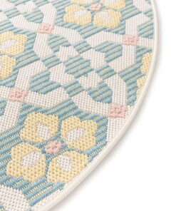 Outdoor Teppich Rund - Bubbly Tulip türkis/gelb Outdoor Teppich Rund - Bubbly Tulip türkis/gelb