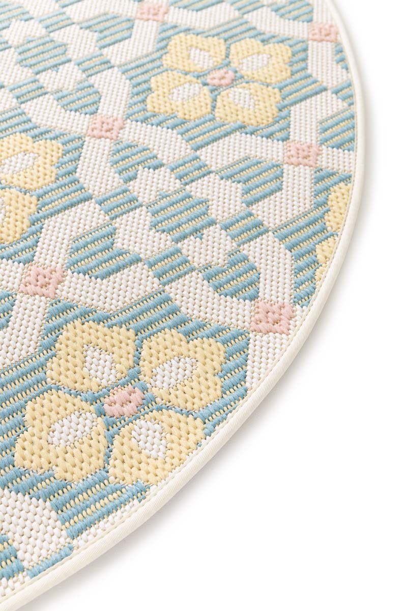 Outdoor Teppich Rund - Bubbly Tulip türkis/gelb Outdoor Teppich Rund - Bubbly Tulip türkis/gelb