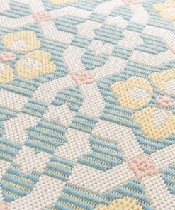 Outdoor Teppich Rund - Bubbly Tulip türkis/gelb