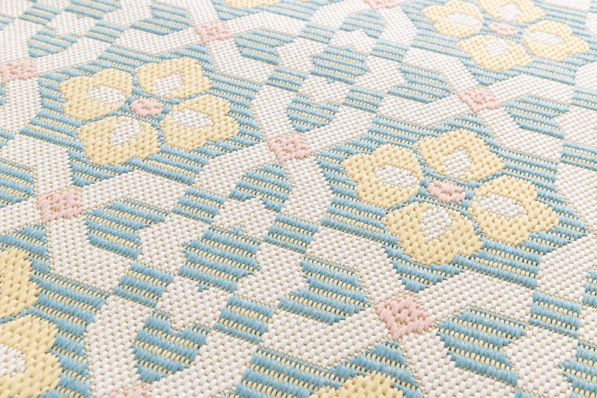 Outdoor Teppich Rund - Bubbly Tulip türkis/gelb Outdoor Teppich Rund - Bubbly Tulip türkis/gelb