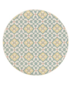 Outdoor Teppich Rund - Bubbly Tulip türkis/gelb - overzicht