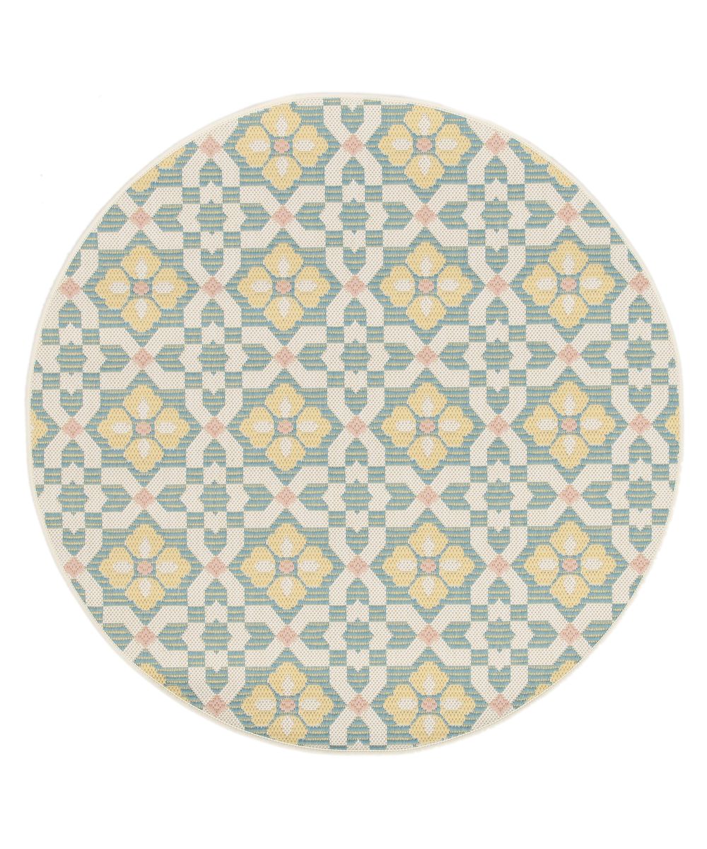 Outdoor Teppich Rund - Bubbly Tulip türkis/gelb - overzicht Outdoor Teppich Rund - Bubbly Tulip türkis/gelb - overzicht