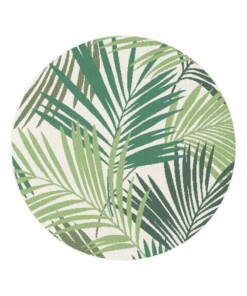 Outdoor Teppich Rund Palmenblätter grün - Verdant Palm - overzicht