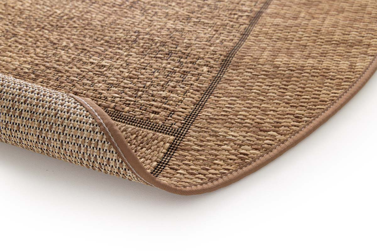 Outdoor Teppich Rund Blöcke - Twill Patch Braun Outdoor Teppich Rund Blöcke - Twill Patch Braun