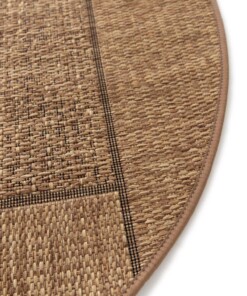 Outdoor Teppich Rund Blöcke - Twill Patch Braun