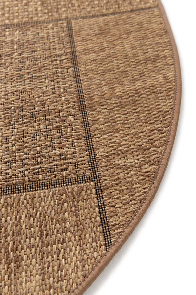 Outdoor Teppich Rund Blöcke - Twill Patch Braun Outdoor Teppich Rund Blöcke - Twill Patch Braun