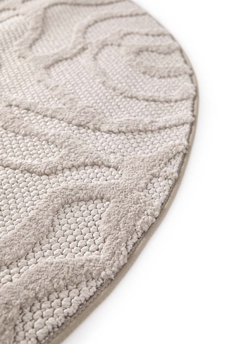 Teppich Blumen Rund - Elevé Pétale Taupe Teppich Blumen Rund - Elevé Pétale Taupe