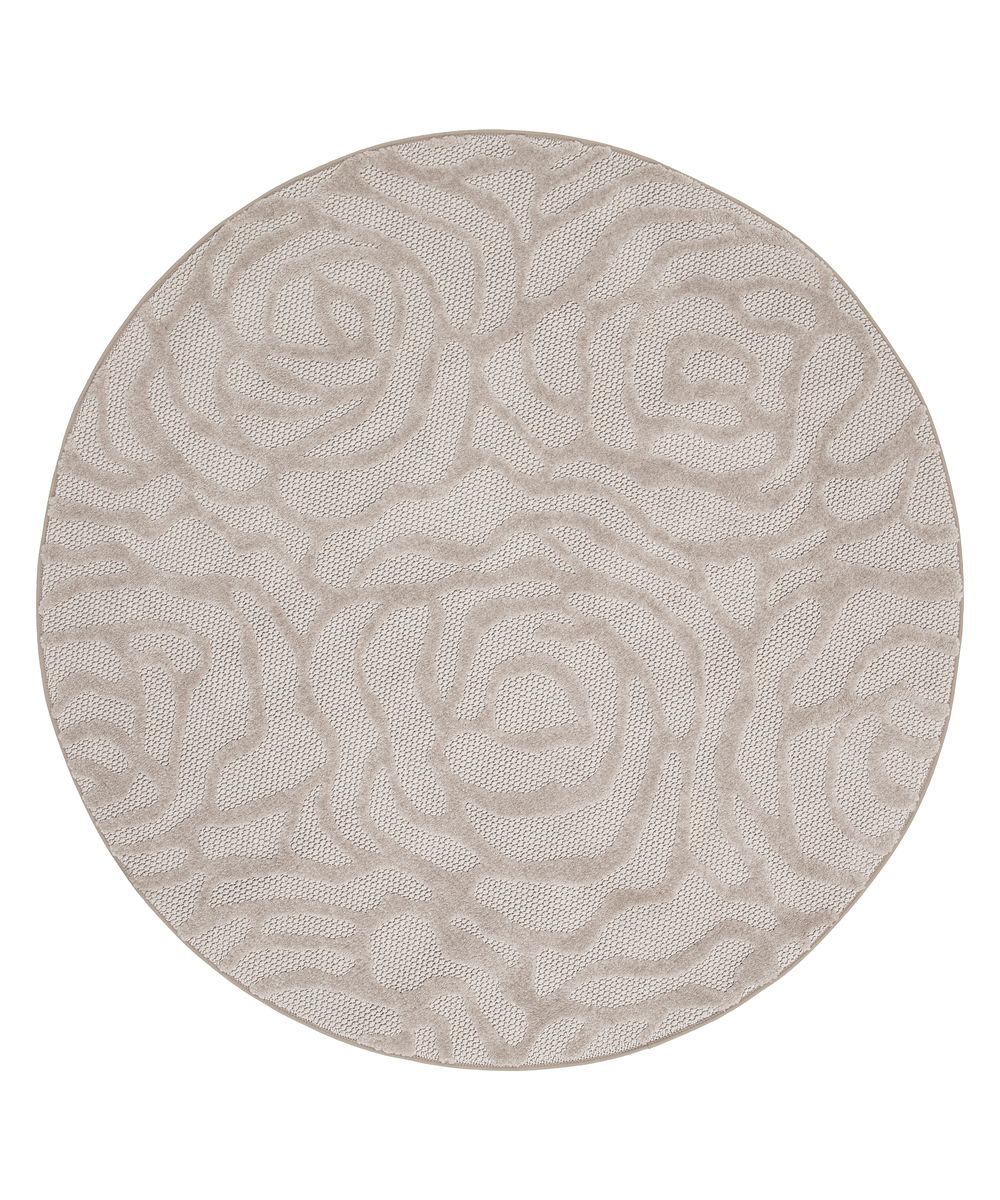 Teppich Blumen Rund - Elevé Pétale Taupe - overzicht Teppich Blumen Rund - Elevé Pétale Taupe - overzicht