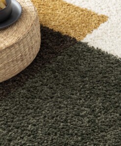 Hochflor Teppich - Mirage Empilé Olivgrün/Gelb
