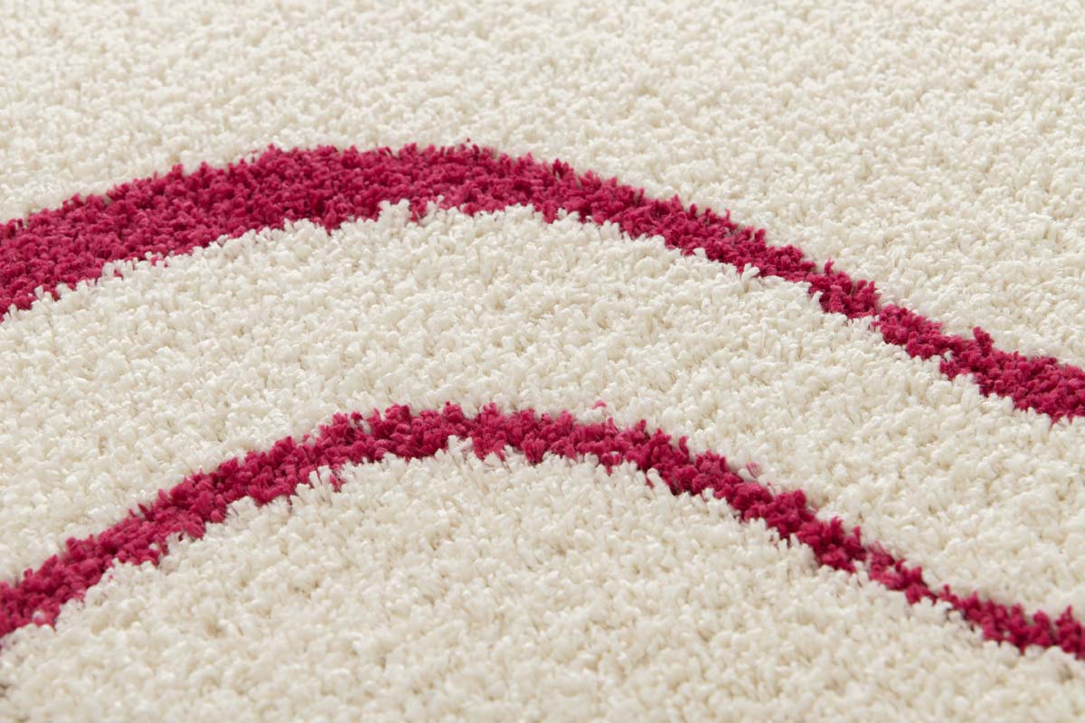 Hochflor Teppich - Mirage Méandre Elfenbein/Himbeere Hochflor Teppich - Mirage Méandre Elfenbein/Himbeere